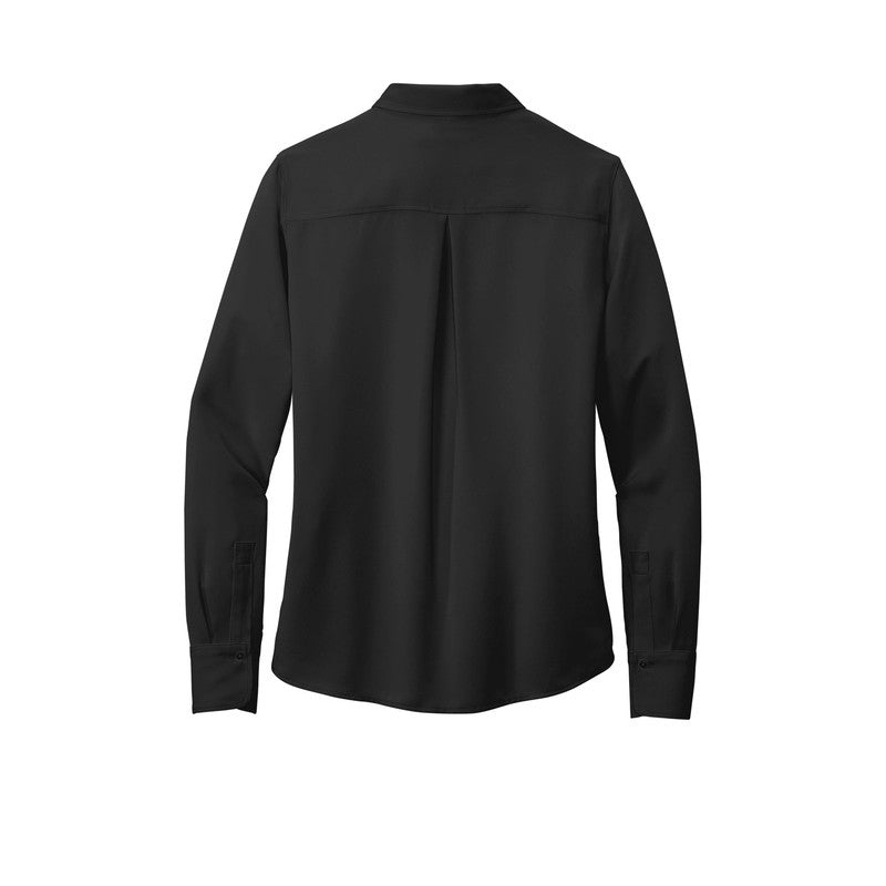 QNERGY Brooks Brothers® Women’s Full-Button Satin Blouse - DEEP BLACK