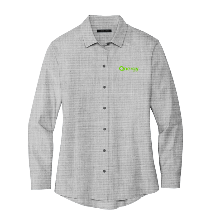 QNERGY Mercer+Mettle® Women’s Long Sleeve Stretch Woven Shirt - Gusty Grey End On End