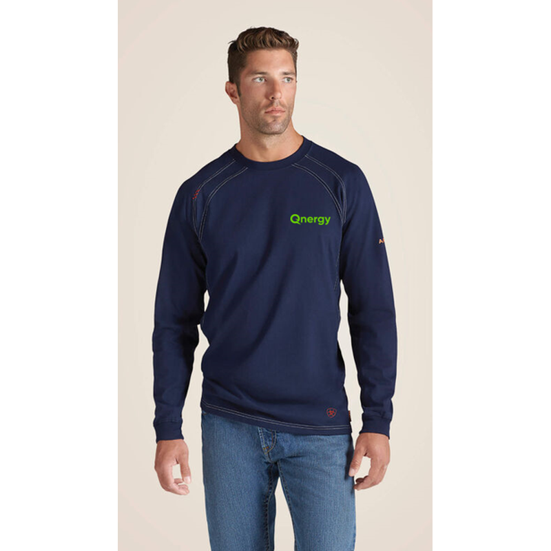 QNERGY ARIAT FR Work Crew T-Shirt - NAVY