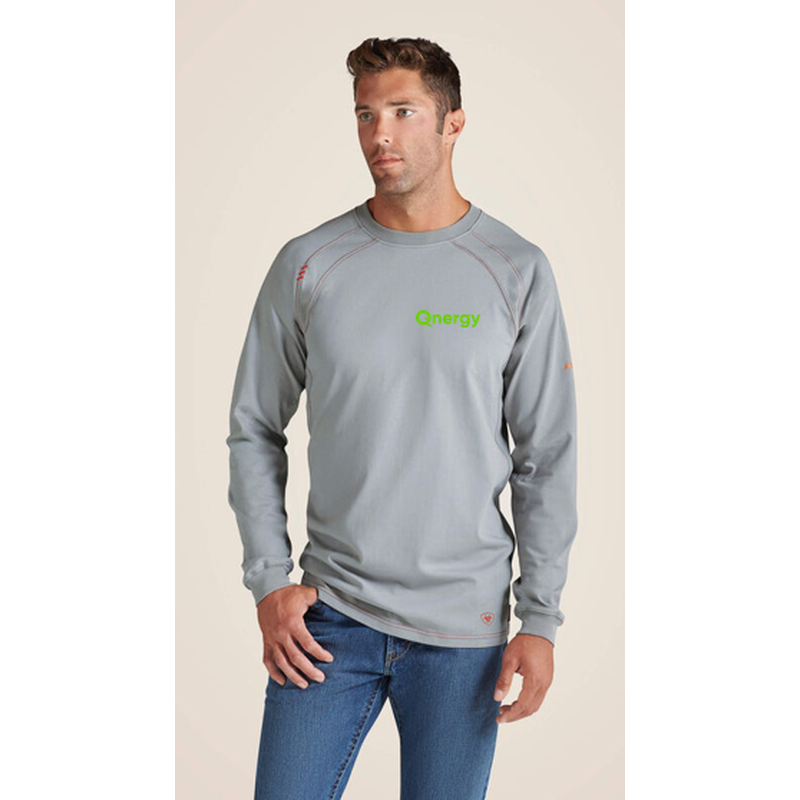 QNERGY ARIAT FR Work Crew T-Shirt - SILVER FOX