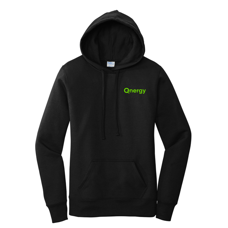 QNERGY Port & Company® Women's Core Fleece Pullover Hooded Sweatshirt - IN WITH THE Q - BLACK