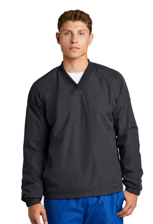 QNERGY Sport-Tek® V-Neck Raglan Wind Shirt - Graphite