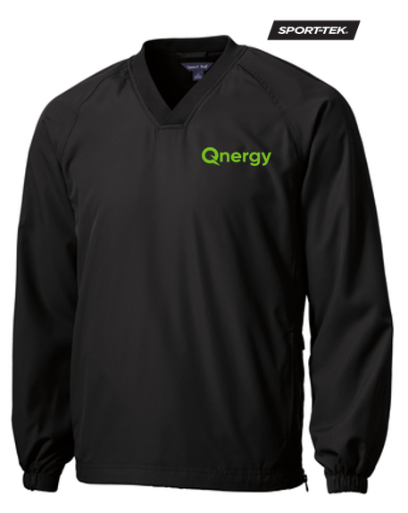 QNERGY Sport-Tek® V-Neck Raglan Wind Shirt - Black