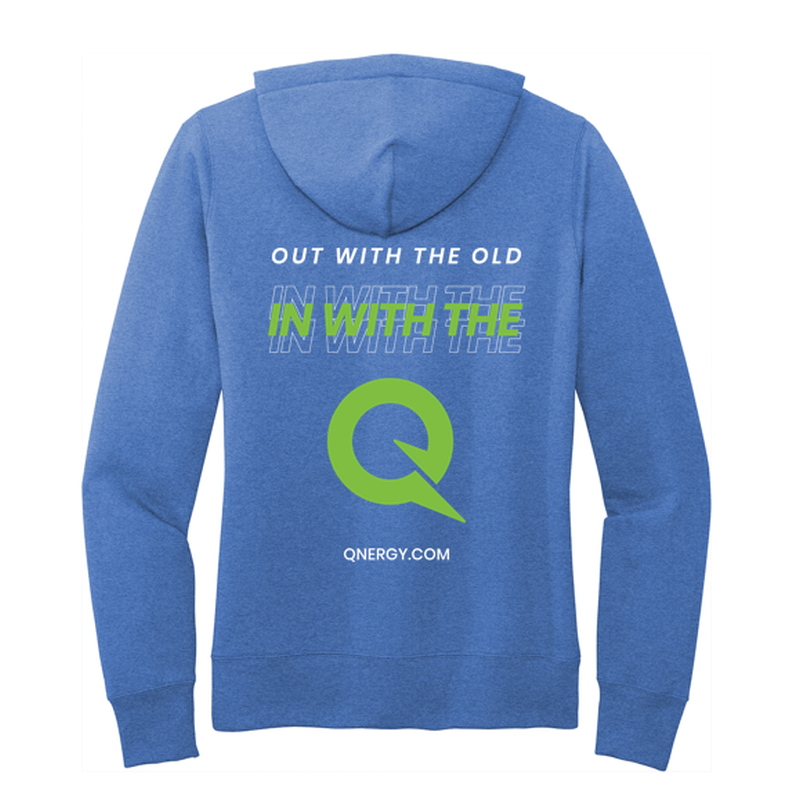 QNERGY Port & Company® Women's Core Fleece Pullover Hooded Sweatshirt - IN WITH THE Q Heather Royal