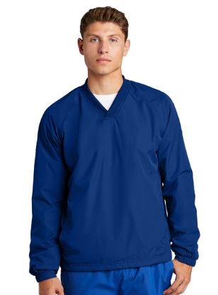 QNERGY Sport-Tek® V-Neck Raglan Wind Shirt - True Royal