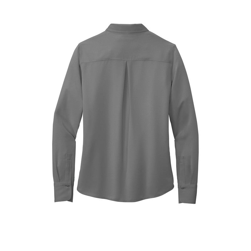 QNERGY Brooks Brothers® Women’s Full-Button Satin Blouse - Shadow Grey
