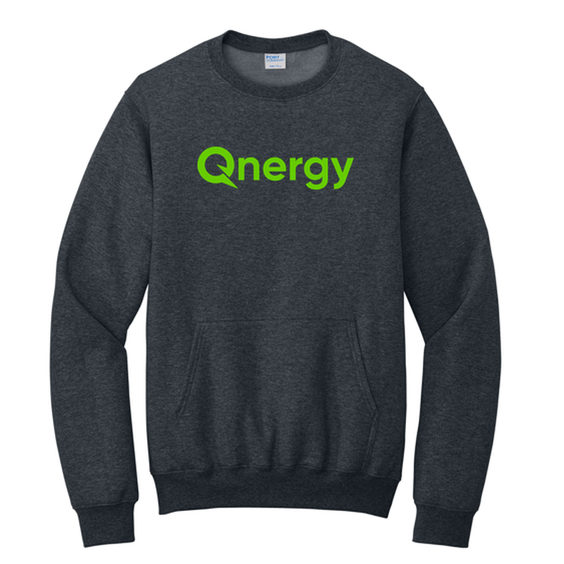QNERGY Core Fleece Crewneck Pocket Sweatshirt - Dark Heather Grey