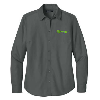 QNERGY Port Authority® Women’s Long Sleeve Nailhead Easy Care Shirt - Deep Black