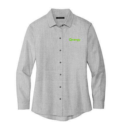 QNERGY Mercer+Mettle® Women’s Long Sleeve Stretch Woven Shirt - Gusty Grey End On End