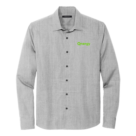 QNERGY Mercer+Mettle® Long Sleeve Stretch Woven Shirt - Gusty Grey End On End
