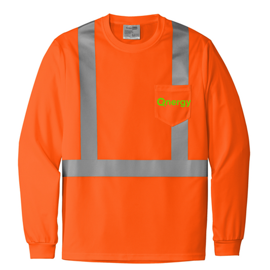 QNERGY CornerStone® ANSI 107 Class 2 Mesh Long Sleeve Tee - Safety Orange