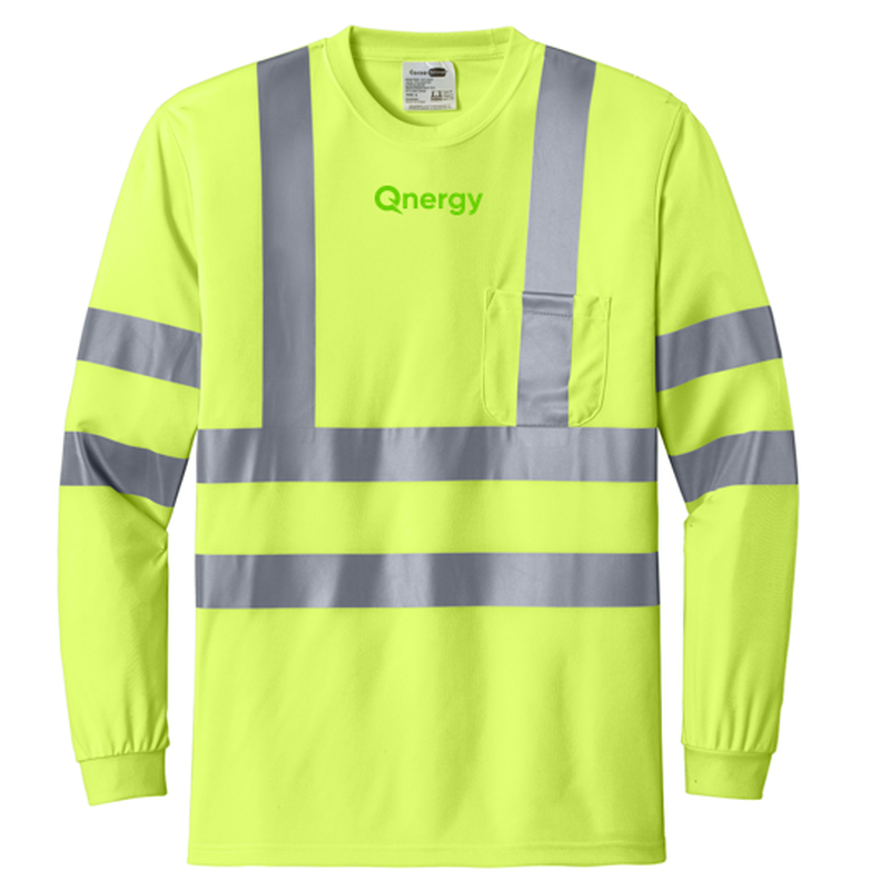 QNERGY CornerStone® - ANSI 107 Class 3 Long Sleeve Snag-Resistant Reflective T-Shirt - Safety Yellow