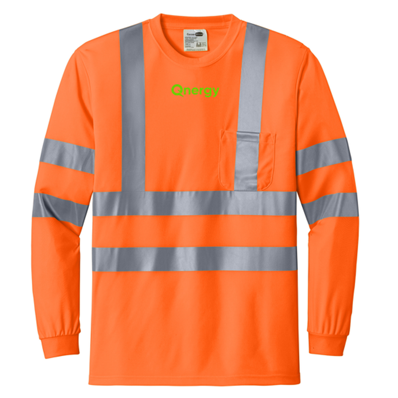 QNERGY CornerStone® - ANSI 107 Class 3 Long Sleeve Snag-Resistant Reflective T-Shirt - Safety Orange