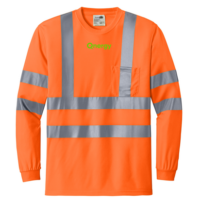 QNERGY CornerStone® - ANSI 107 Class 3 Long Sleeve Snag-Resistant Reflective T-Shirt - Safety Orange