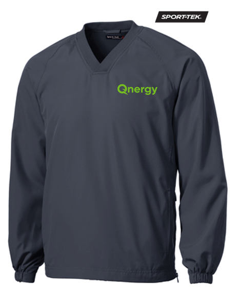 QNERGY Sport-Tek® V-Neck Raglan Wind Shirt - Graphite