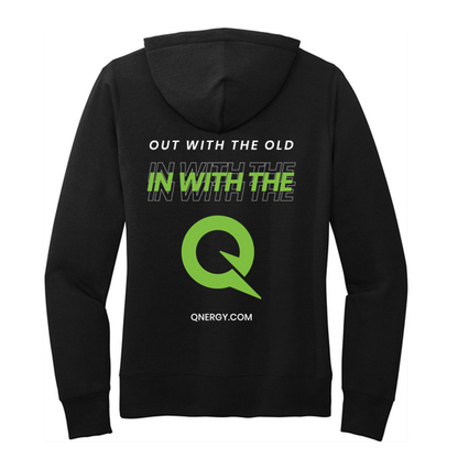 QNERGY Port & Company® Women's Core Fleece Pullover Hooded Sweatshirt - IN WITH THE Q - BLACK
